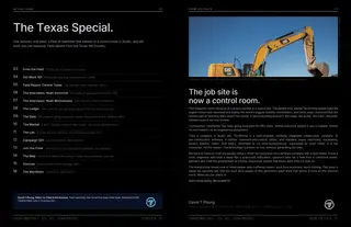 Contents and From the Field · The Texas Special, and why the job site is now a control room.